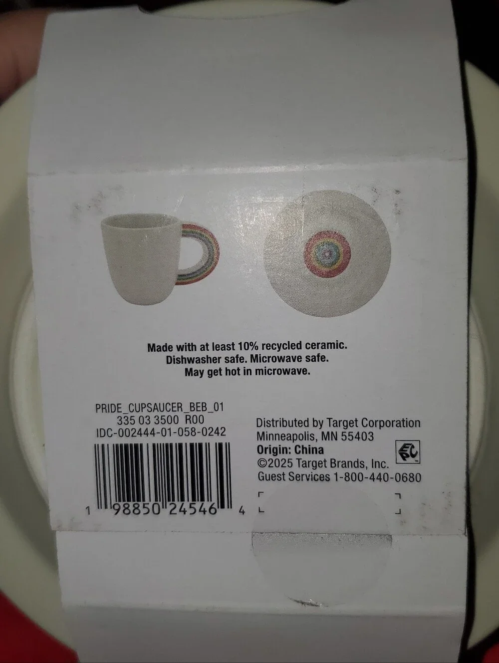 NWT Target Pride 2025 Rainbow Tea Cup and Saucer Plate Stoneware Set - Off White
